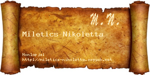Miletics Nikoletta névjegykártya